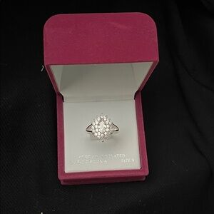 JCPenney Silver Plated Zirconia Cluster Ring